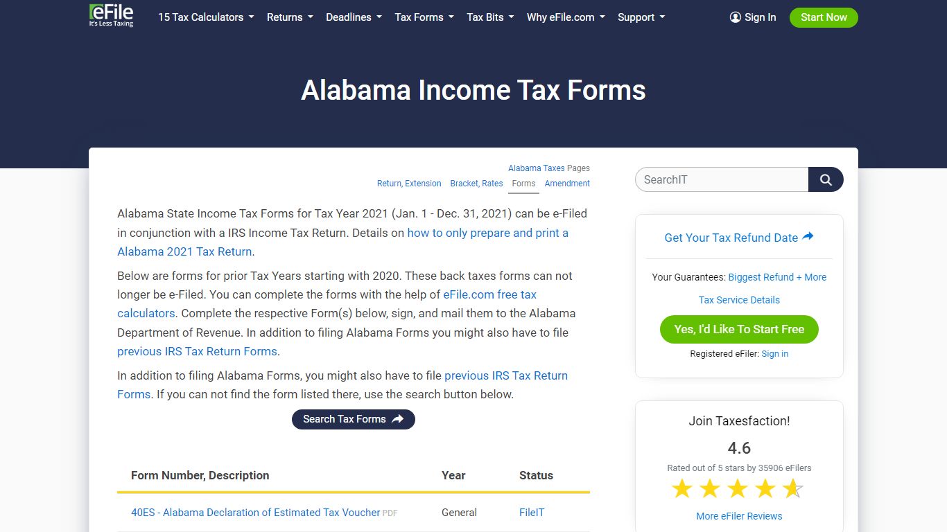 Alabama Income Tax Forms By Tax Year. e-File Your Taxes.