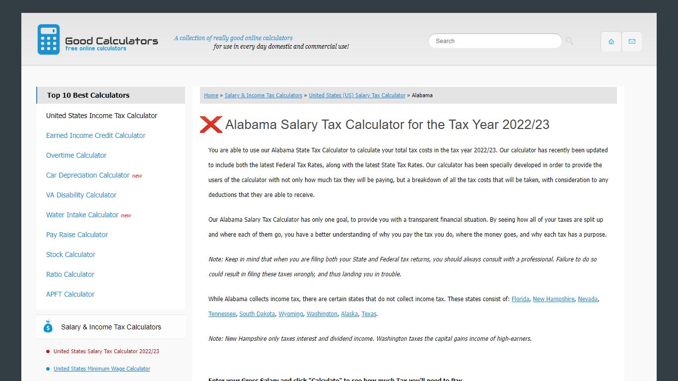 Alabama State Tax Calculator - Good Calculators